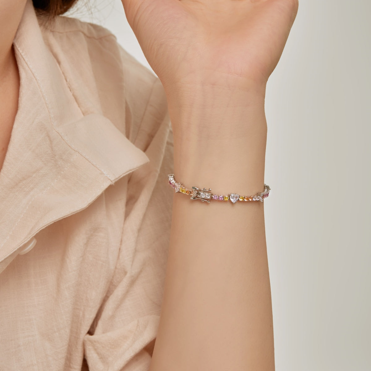 [CharmAmor]Romantic Heart Shape Round Cut Lover Bracelet