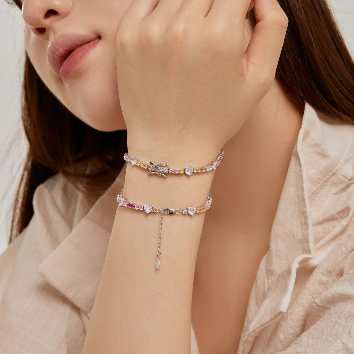 [CharmAmor]Romantic Heart Shape Round Cut Lover Bracelet