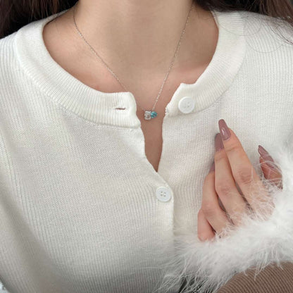[CharmAmor]Dazzling Square & Heart Shape Necklace