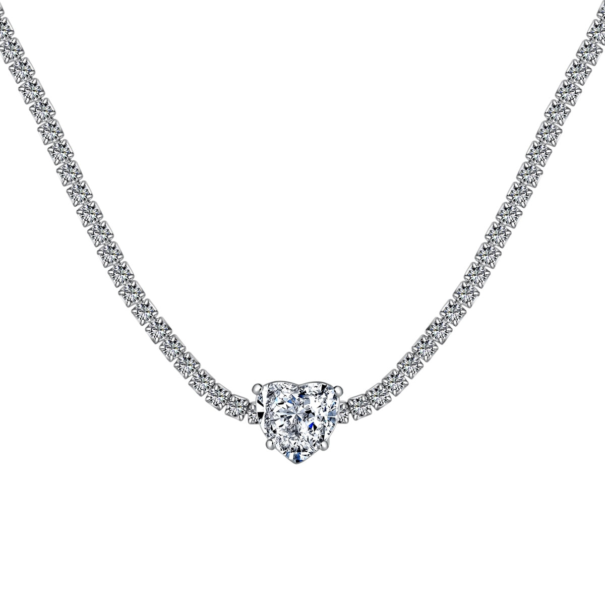 [CharmAmor]2.0 Carat Sparkling Tennis Heart Cut Necklace