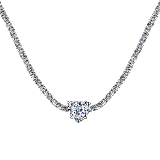 [CharmAmor]2.0 Carat Sparkling Tennis Heart Cut Necklace
