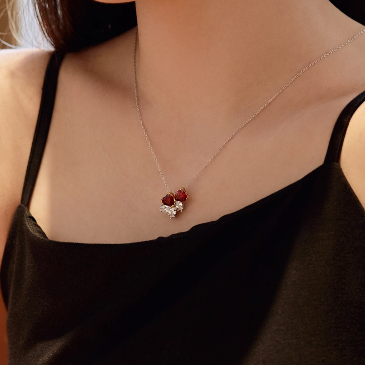 [CharmAmor]Dainty Red Heart Necklace