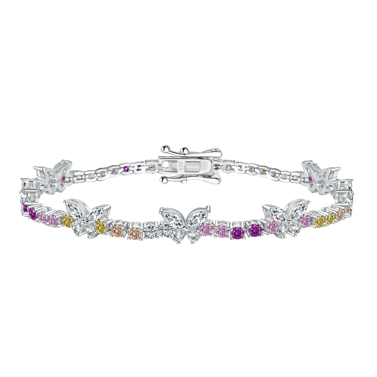 [CharmAmor]Ornate Colorful Butterfly Shape Round Cut Daily Bracelet