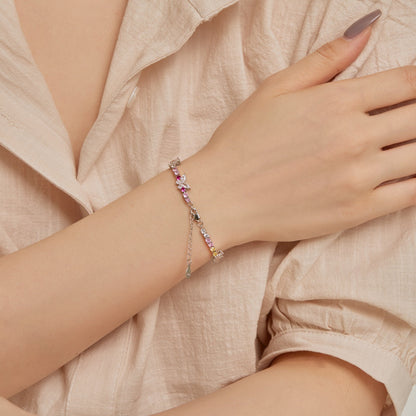 [CharmAmor]Ornate Colorful Butterfly Shape Round Cut Daily Bracelet