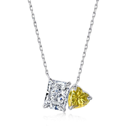 [CharmAmor]Dazzling Square & Heart Shape Necklace