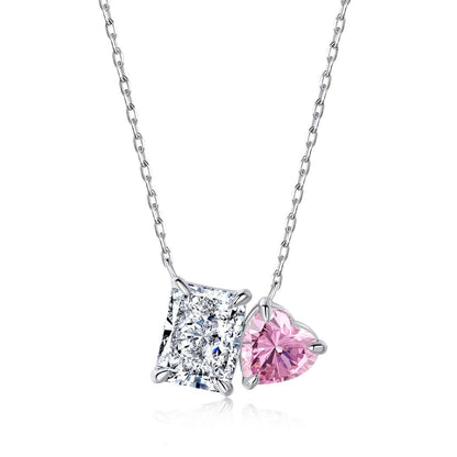[CharmAmor]Dazzling Square & Heart Shape Necklace