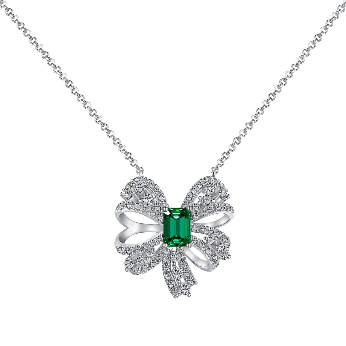 [CharmAmor]Luxurious Flower Shape Emerald Cut Necklace
