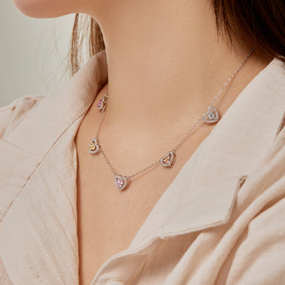 [CharmAmor]Sparkling Five Heart Necklace