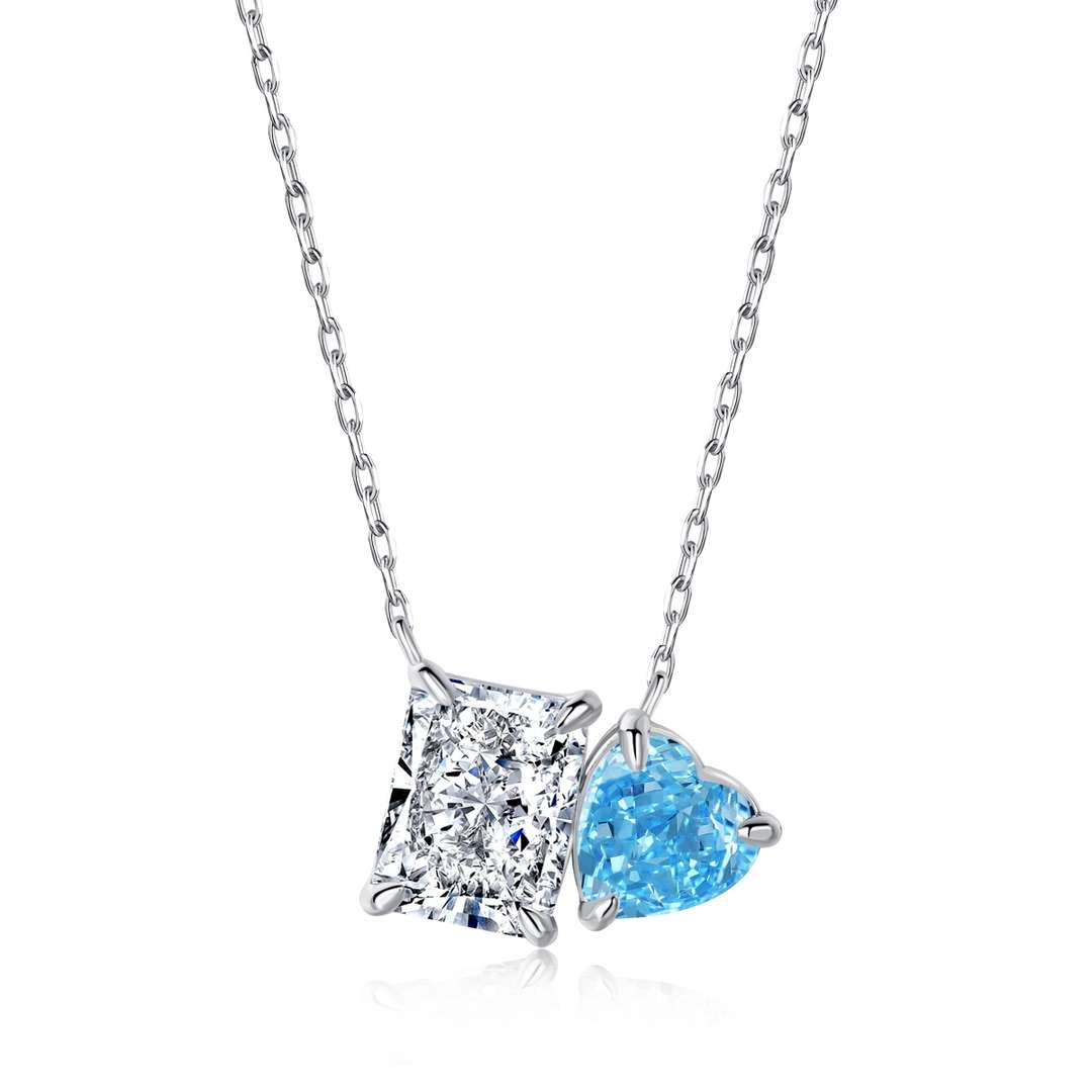 [CharmAmor]Dazzling Square & Heart Shape Necklace