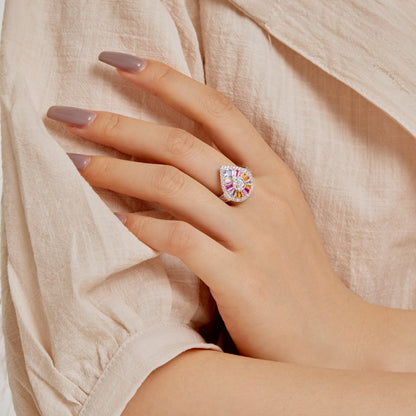 [CharmAmor]Elegant Colorful Water Drop Shape Banquet Ring
