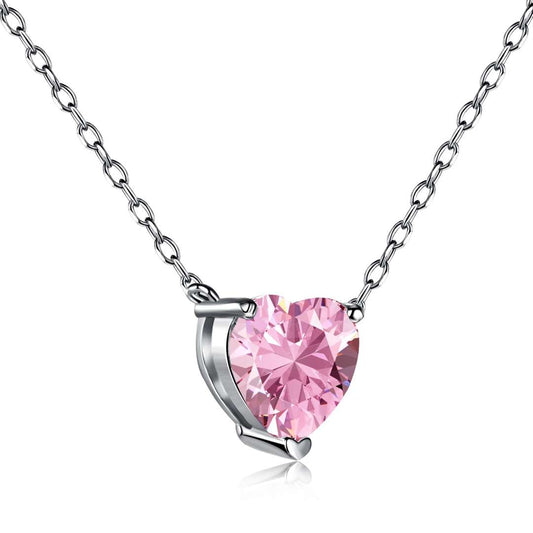 [CharmAmor]Heart Shape Main Stone Pendant Collarbone Necklace