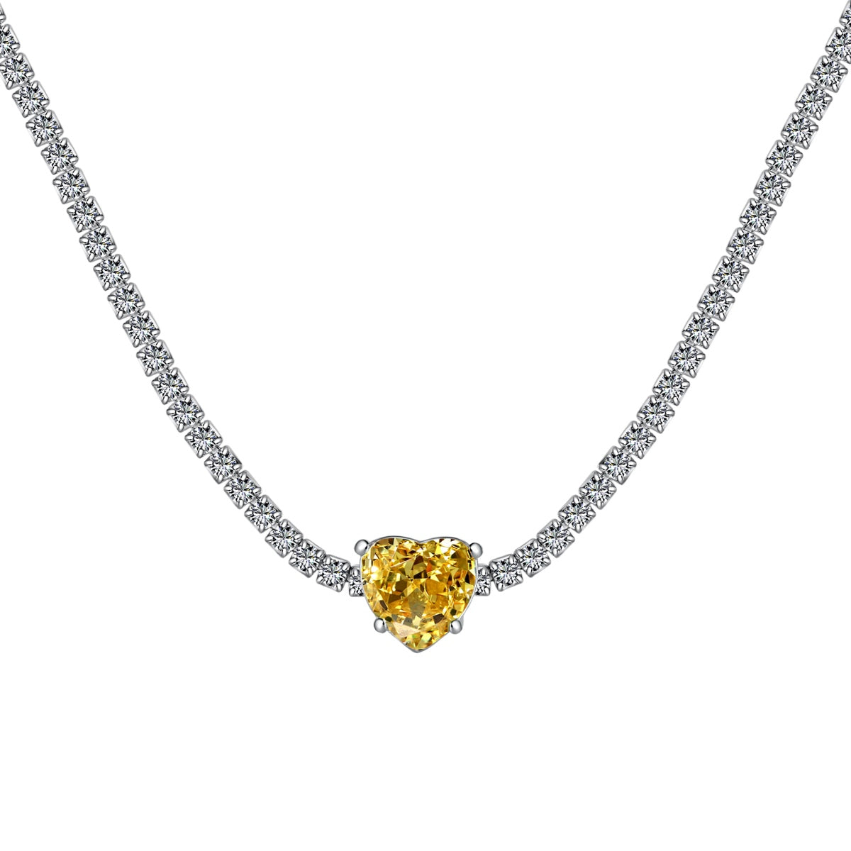 [CharmAmor]2.0 Carat Sparkling Tennis Heart Cut Necklace