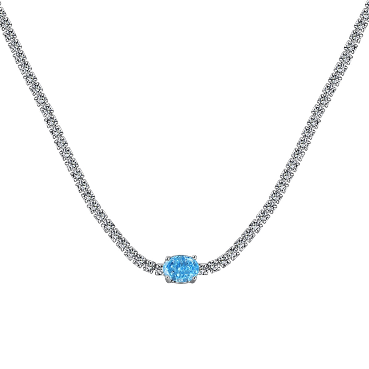 [CharmAmor]1.0 Carat Shining Oval Cut Necklace