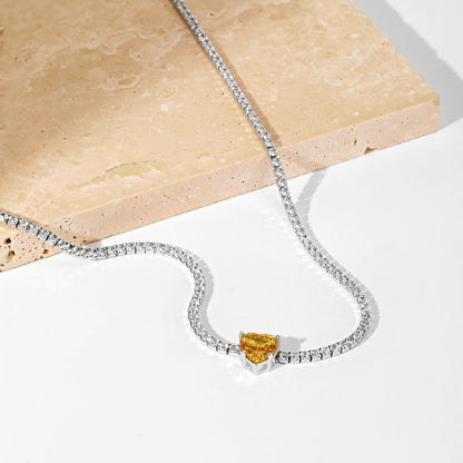 [CharmAmor]2.0 Carat Sparkling Tennis Heart Cut Necklace