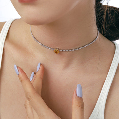 [CharmAmor]2.0 Carat Sparkling Tennis Heart Cut Necklace