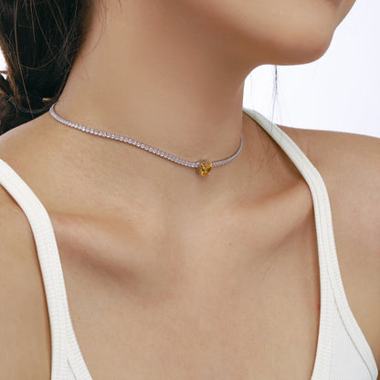 [CharmAmor]2.0 Carat Sparkling Tennis Heart Cut Necklace