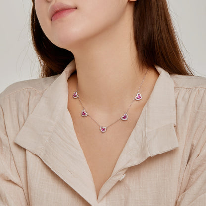 [CharmAmor]Sparkling Five Heart Necklace