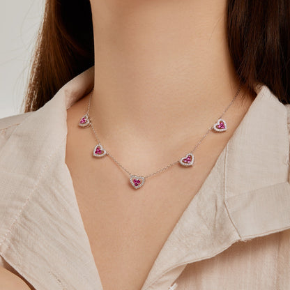 [CharmAmor]Sparkling Five Heart Necklace