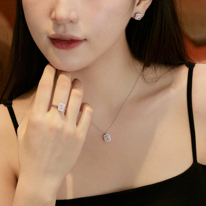 [CharmAmor]1.0 Carat Luxurious Dainty Emerald Cut Daily Earrings