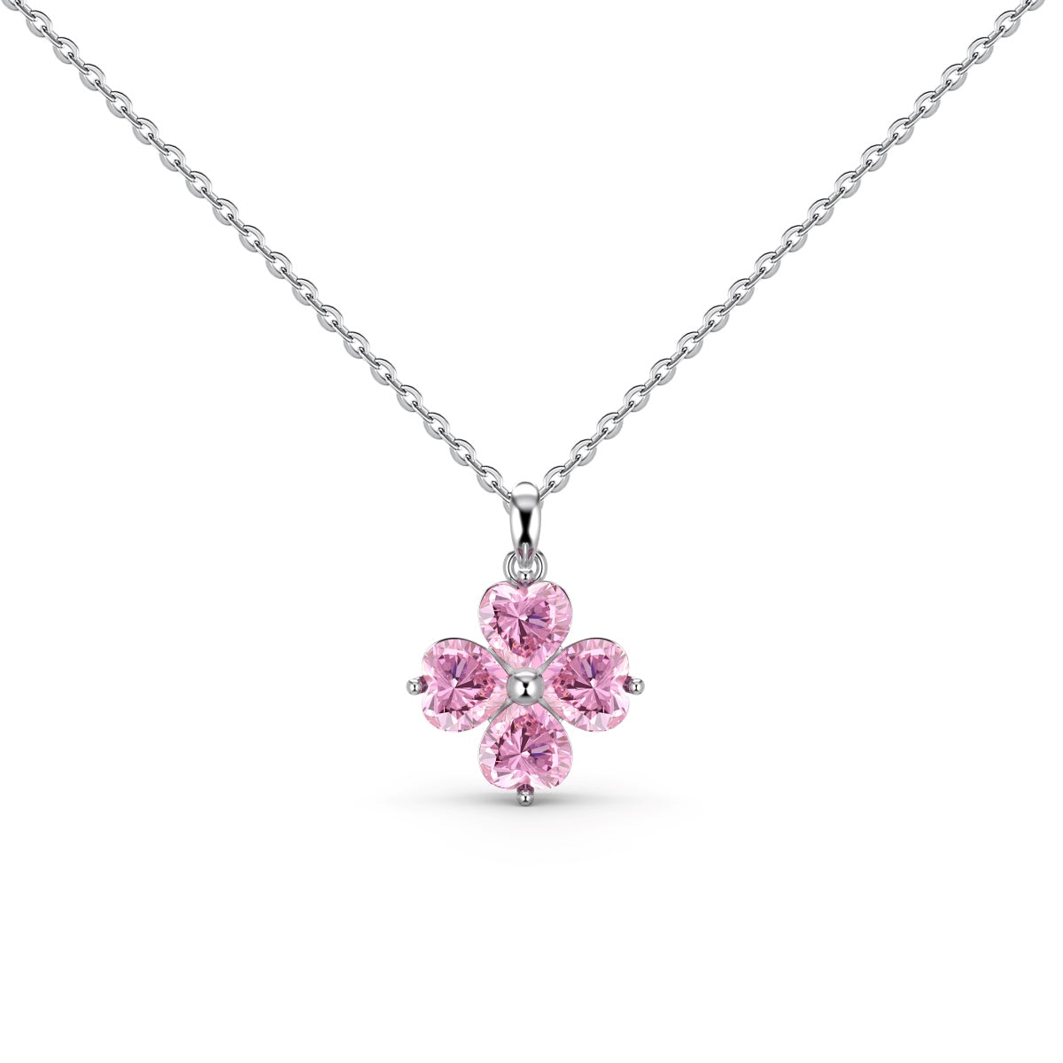 [CharmAmor]Heart-Shaped Four-Leaf Clover Bead Necklace