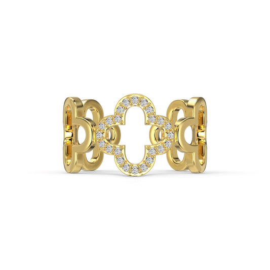 [CharmAmor]Hollow Design Four-Leaf Clover Flower Shape Ring