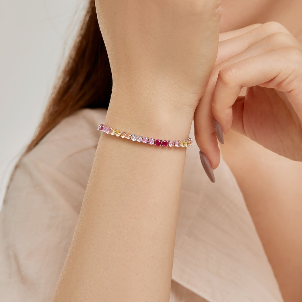 [CharmAmor]Radiant Colorful Round Cut Tennis Bracelet