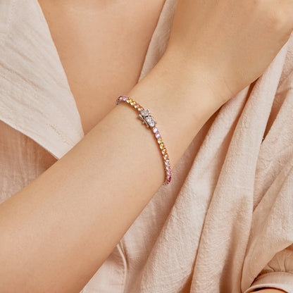 [CharmAmor]Radiant Colorful Round Cut Tennis Bracelet
