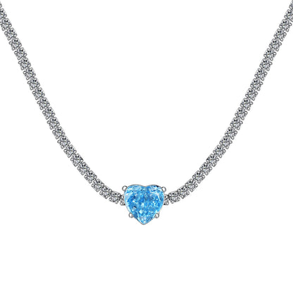 [CharmAmor]2.0 Carat Sparkling Tennis Heart Cut Necklace