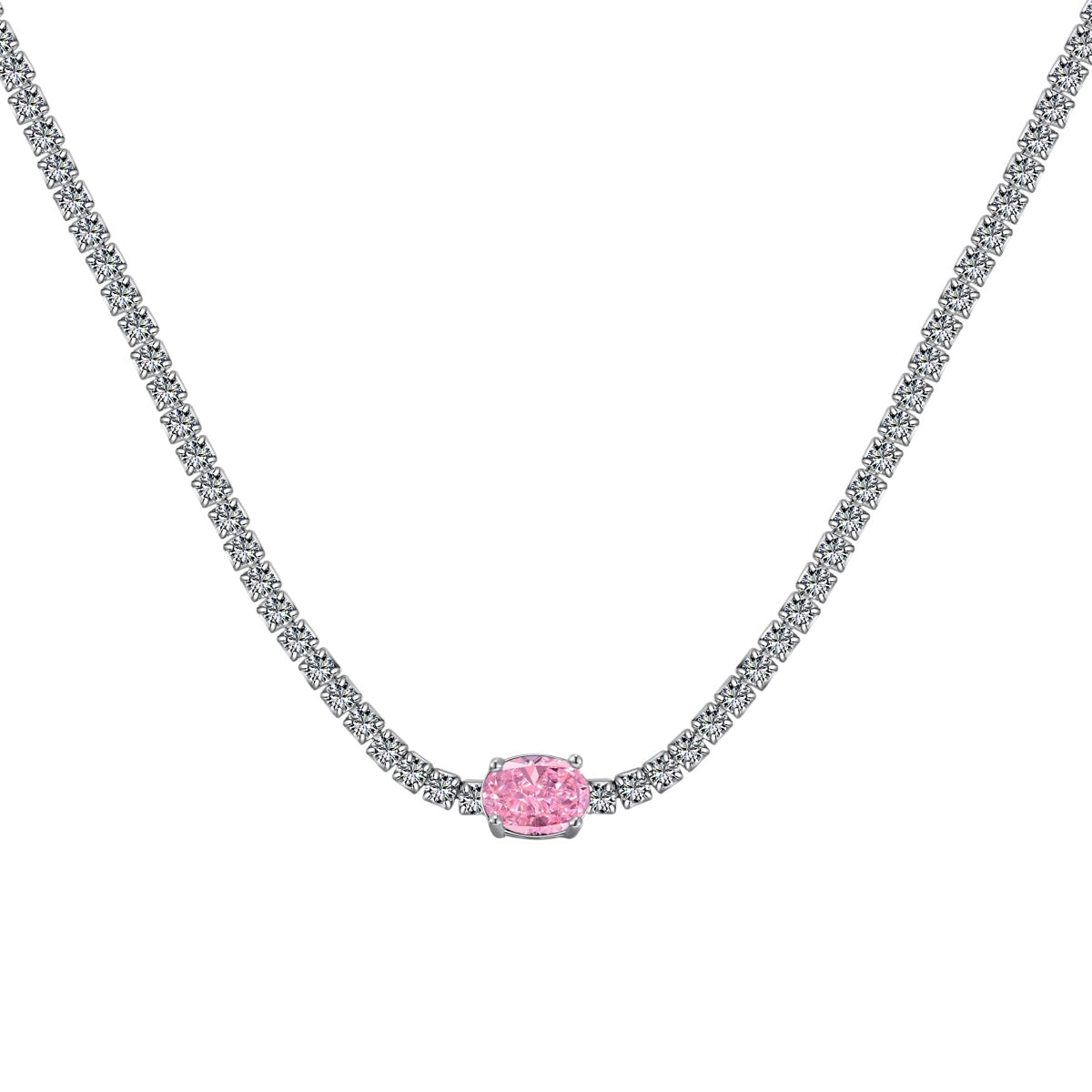 [CharmAmor]1.0 Carat Shining Oval Cut Necklace