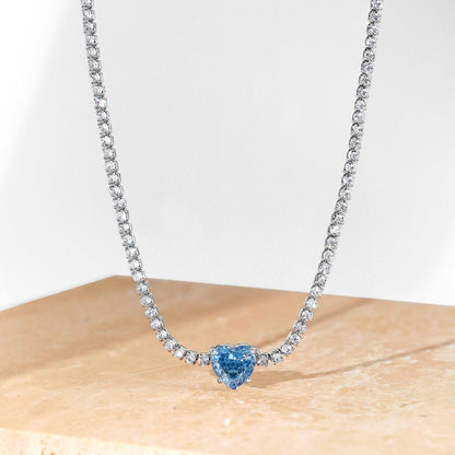 [CharmAmor]2.0 Carat Sparkling Tennis Heart Cut Necklace
