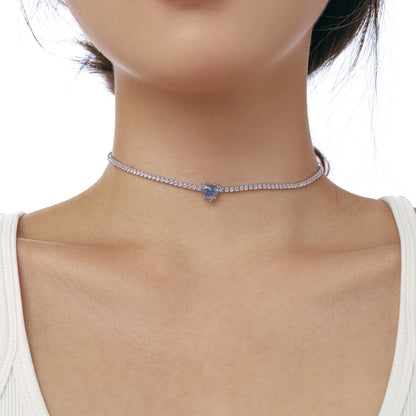 [CharmAmor]2.0 Carat Sparkling Tennis Heart Cut Necklace