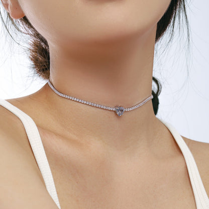 [CharmAmor]2.0 Carat Sparkling Tennis Heart Cut Necklace