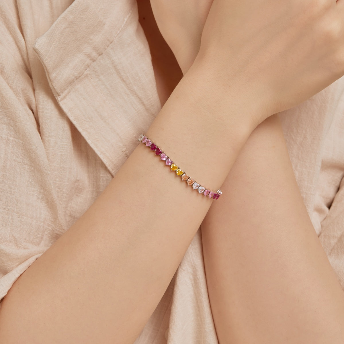 [CharmAmor]Luxurious Colorful Romantic Heart Shape Lover Bracelet