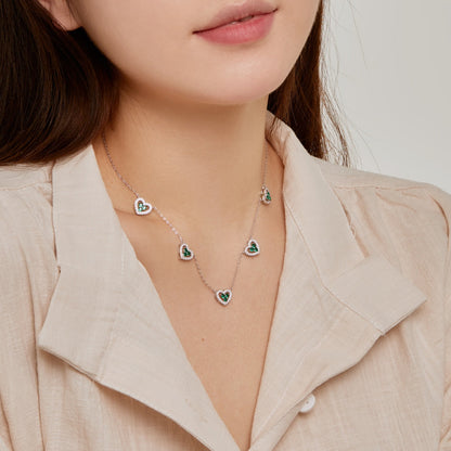 [CharmAmor]Sparkling Five Heart Necklace