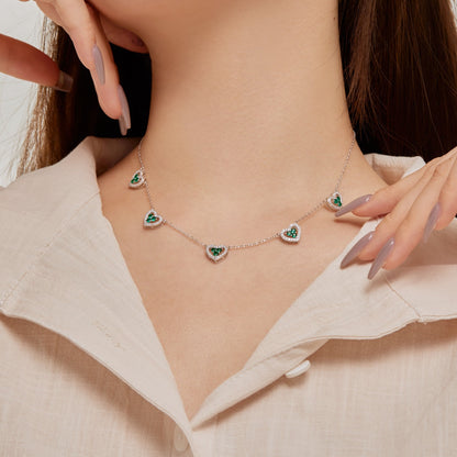 [CharmAmor]Sparkling Five Heart Necklace