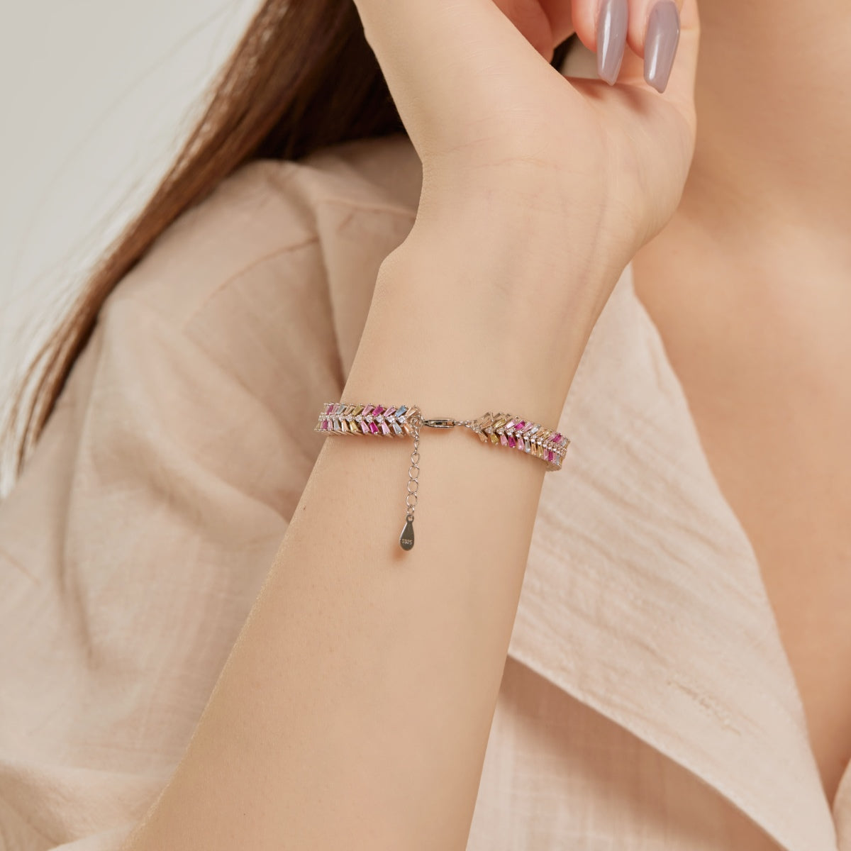 [CharmAmor]Dainty Radiant Emerald Cut Daily Bracelet