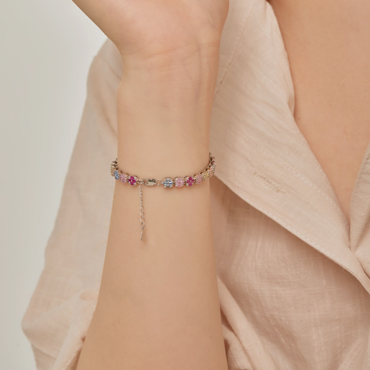 [CharmAmor]Delicate Colorful Emerald Cut Daily Bracelet