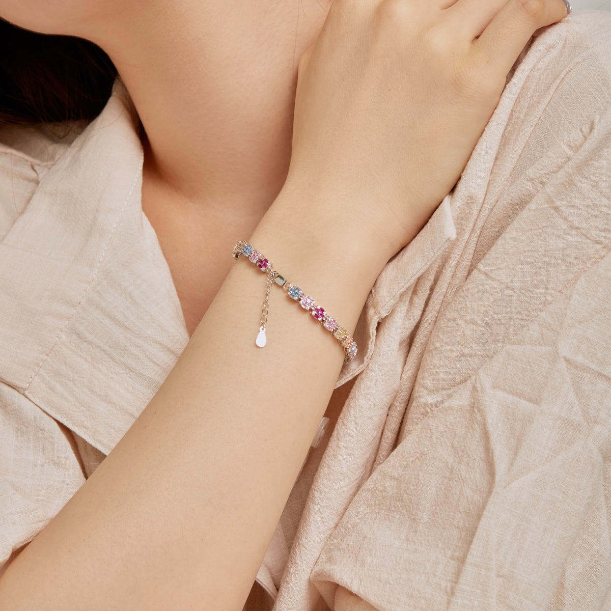 [CharmAmor]Delicate Colorful Emerald Cut Daily Bracelet