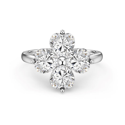 [CharmAmor]Heart-shaped Four-Leaf Clover Ball Ring