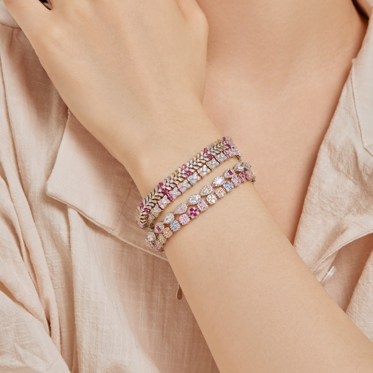 [CharmAmor]0.25 Carat Radiant Water Drop Shape Daily Bracelet