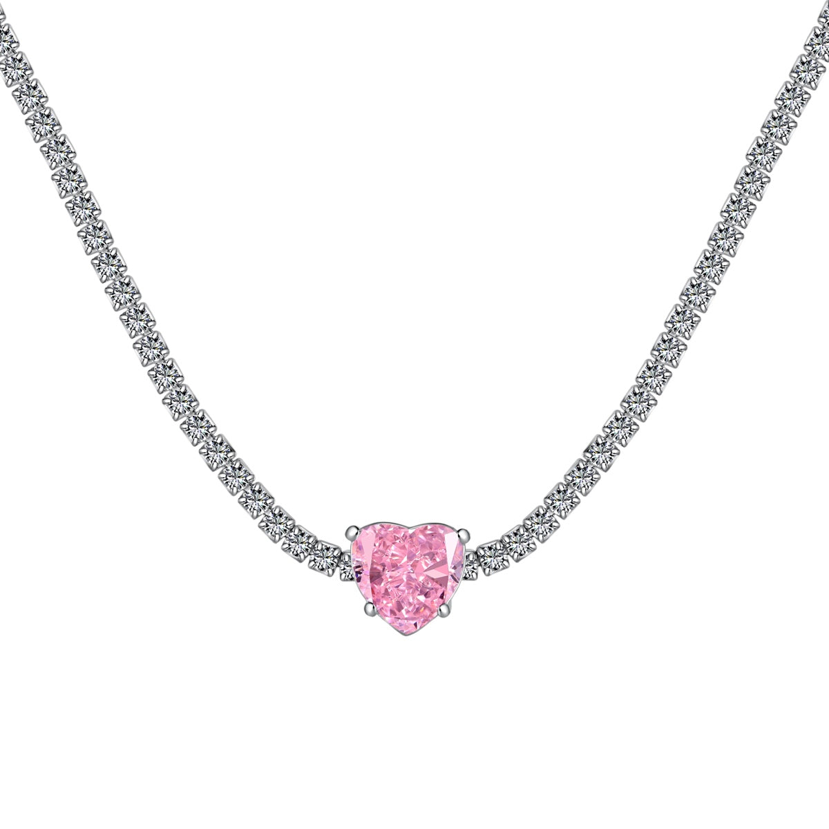 [CharmAmor]2.0 Carat Sparkling Tennis Heart Cut Necklace