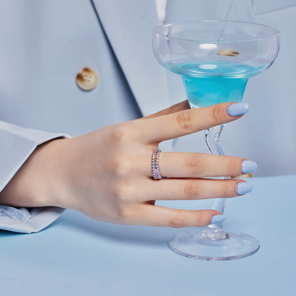 [CharmAmor]Splashy Ornate Emerald Cut Cocktail Ring