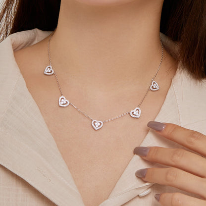 [CharmAmor]Sparkling Five Heart Necklace