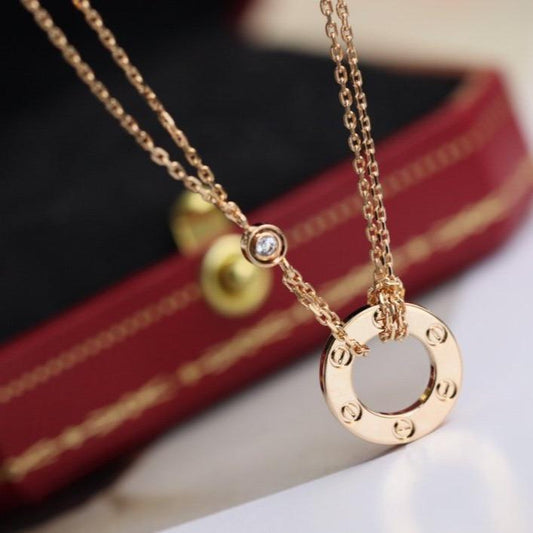 [CharmAmor]LOVE NECKLACE ADJUSTABLE ROSE GOLD 2 DIAMOND