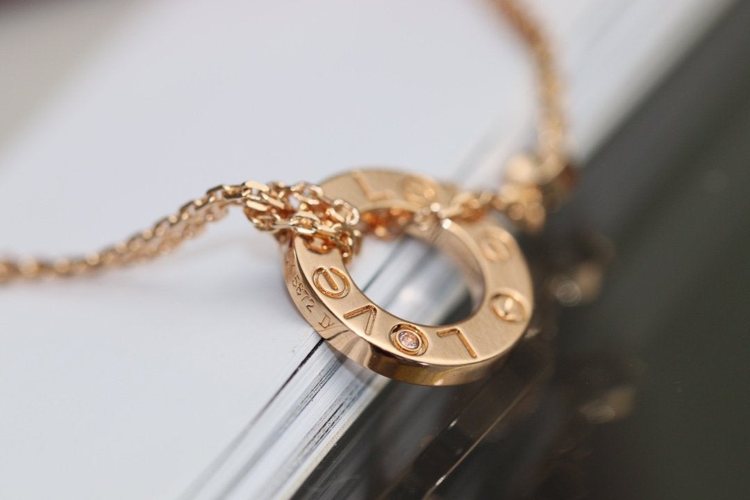[CharmAmor]LOVE NECKLACE ADJUSTABLE ROSE GOLD 2 DIAMOND