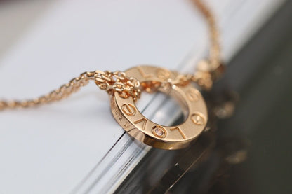 [CharmAmor]LOVE NECKLACE ADJUSTABLE ROSE GOLD 2 DIAMOND