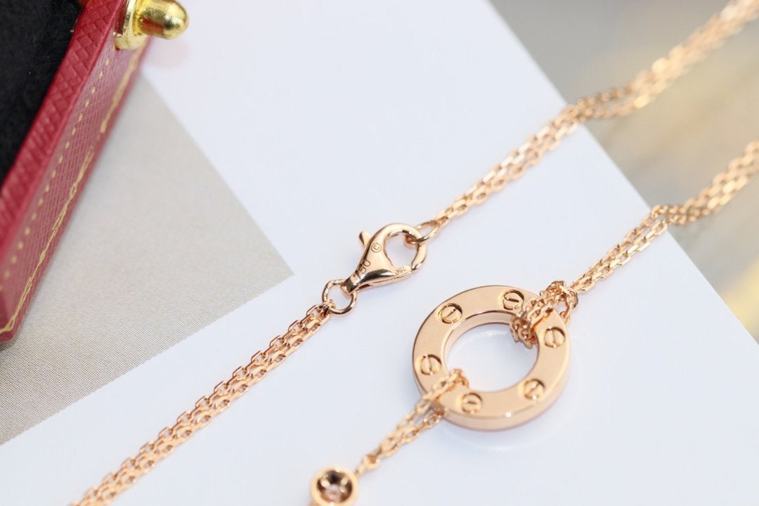 [CharmAmor]LOVE NECKLACE ADJUSTABLE ROSE GOLD 2 DIAMOND