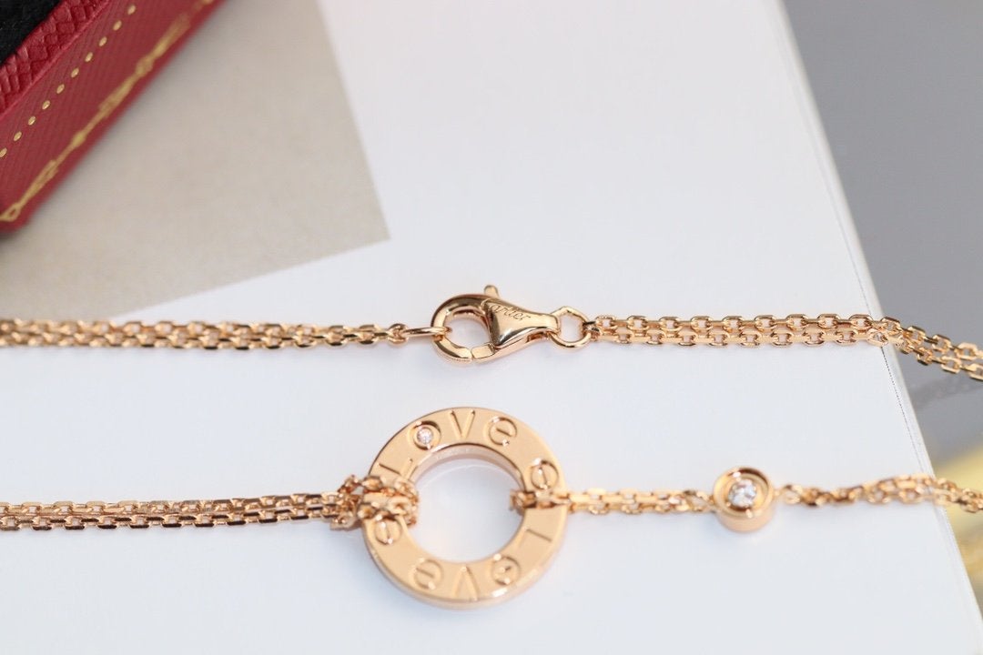 [CharmAmor]LOVE NECKLACE ADJUSTABLE ROSE GOLD 2 DIAMOND