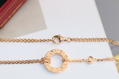 [CharmAmor]LOVE NECKLACE ADJUSTABLE ROSE GOLD 2 DIAMOND