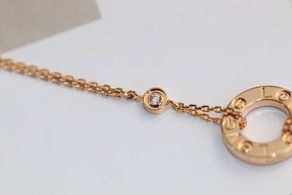 [CharmAmor]LOVE NECKLACE ADJUSTABLE ROSE GOLD 2 DIAMOND